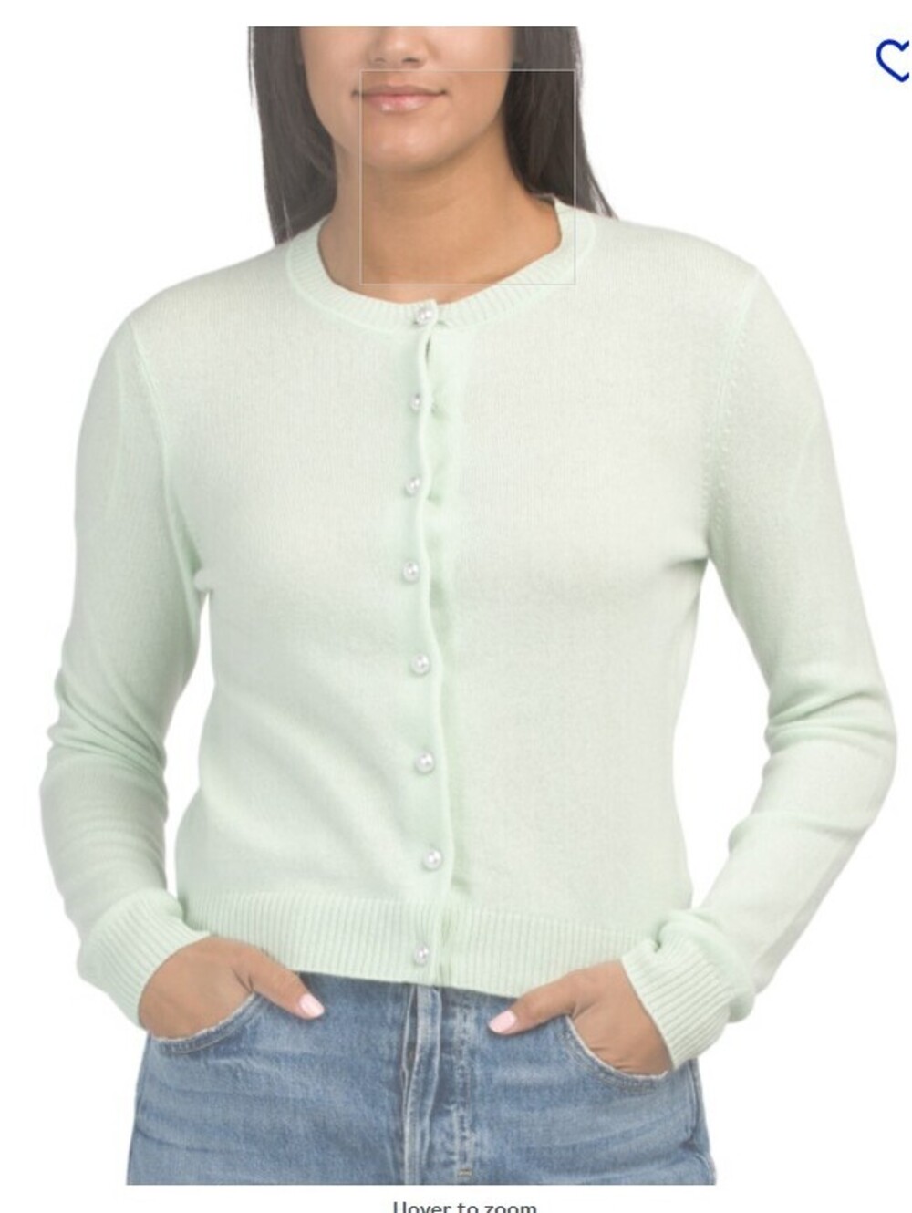 Jason Wu Mint Green Peal Button 100% Cashmere Women's Cardigan Size S